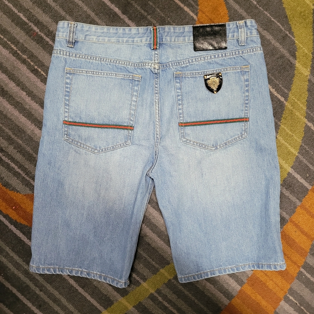 Mens Gucci Blue Denim Shorts Size 37-38 EUC - Picture 2 of 14